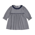 Long Sleeve Striped Toddler Dress Blue 9-12 M