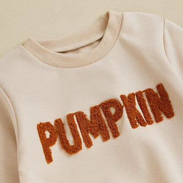 Pumpkin Plaid Flared Pants Baby Set   