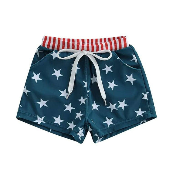 4th of July Toddler Beach Shorts Navy Blue 9-12 M