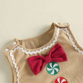 Sleeveless Gingerbread Bow Baby Jumpsuit Jumpsuit The Trendy Toddlers 