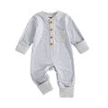 Long Sleeve Striped Pocket Baby Jumpsuit Gray Newborn