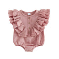Solid Layered Ruffle Baby Romper Pink 0-3 M