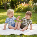 Short Sleeve Checkered Baby Set