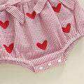 Fly Sleeve Striped Hearts Baby Romper