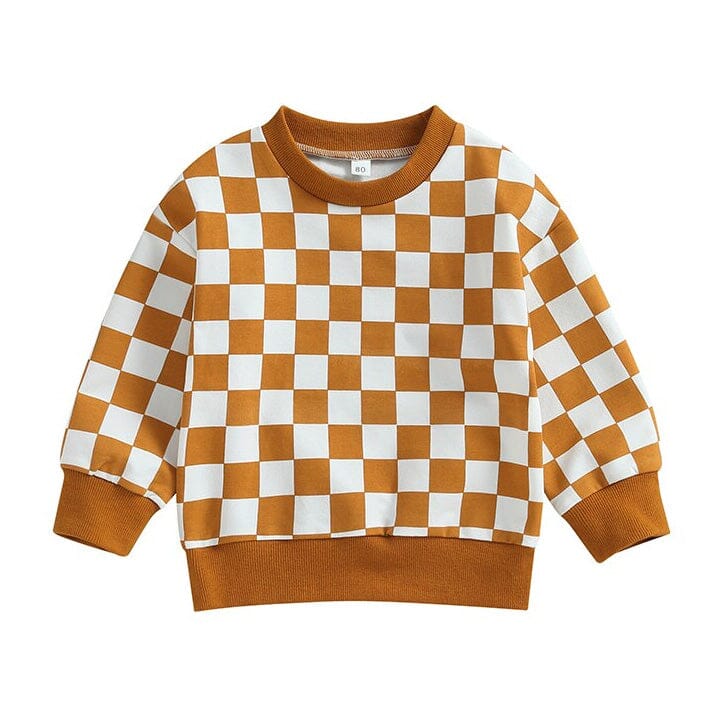 Checkerboard Toddler Sweatshirt sweatshirt The Trendy Toddlers Orange 18-24 M 