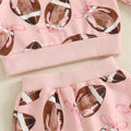 Long Sleeve Pink Football Bows Baby Set