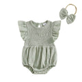 Flutter Sleeve Solid Baby Romper Rompers The Trendy Toddlers Green 0-3 M 