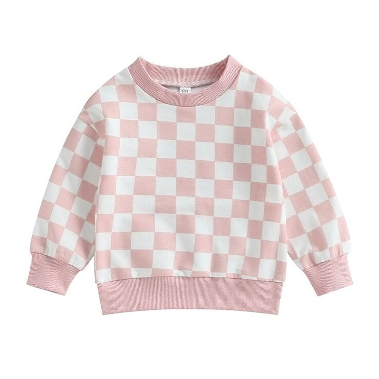 Checkerboard Toddler Sweatshirt sweatshirt The Trendy Toddlers Pink 18-24 M 