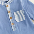 Long Sleeve Striped Pocket Baby Jumpsuit
