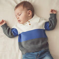 Long Sleeve Collar Color Block Toddler Sweater