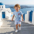 Short Sleeve Airplane Striped Shorts Toddler Set