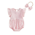 Flutter Sleeve Solid Baby Romper Rompers The Trendy Toddlers Blush Pink 0-3 M 