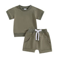 Solid Short Sleeve Baby Set Green 3-6 M 