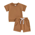 Solid Short Sleeve Baby Set Brown 3-6 M 