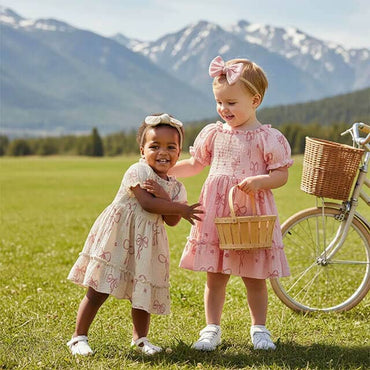 Puff Sleeve Bows Toddler Dress