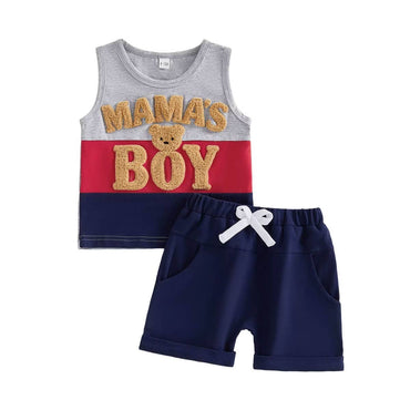 Sleeveless Mama's Boy Teddy Bear Toddler Set Sets The Trendy Toddlers 