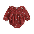 Long Sleeve Floral Collar Baby Romper Red 0-3 M