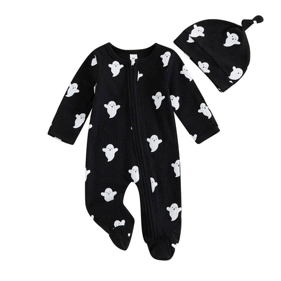 Long Sleeve Halloween Ghost Baby Jumpsuit