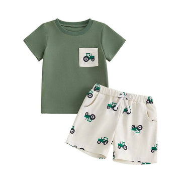 Short Sleeve Tractor Shorts Baby Set Sets The Trendy Toddlers 