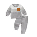 Long Sleeve Striped Waffle Toddler Set Sets The Trendy Toddlers Gray 3-6 M 