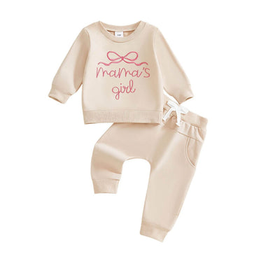 Long Sleeve Mama's Girl Bow Baby Set