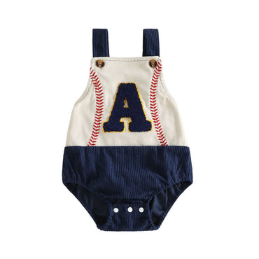 Sleeveless Baseball Corduroy Baby Romper Rompers The Trendy Toddlers 