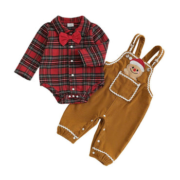 Long Sleeve Gingerbread Plaid Baby Set