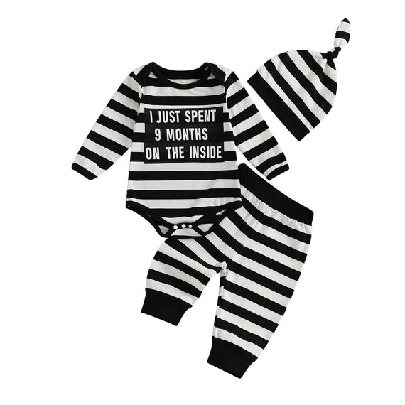 Long Sleeve Prisoner Striped Baby Set