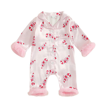 Long Sleeve Candy Cane Baby Jumpsuit
