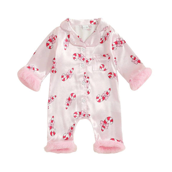 Long Sleeve Candy Cane Baby Jumpsuit