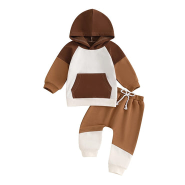 Long Sleeve Hooded Baby Set Brown 3-6 M 