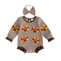 Long Sleeve Striped Thanksgiving Baby Romper
