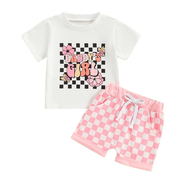 Daddy's Girl Floral Checkered Baby Set
