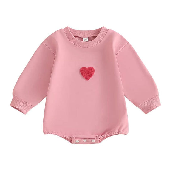 Long Sleeve Pink Heart Baby Bodysuit 