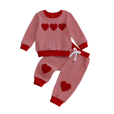 Long Sleeve Striped Heart Toddler Set Sets The Trendy Toddlers 