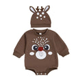 Long Sleeve Reindeer Baby Bodysuit Brown 0-3 M
