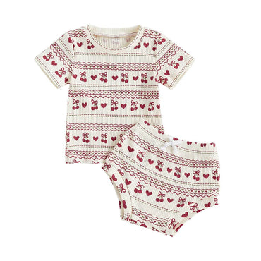 Short Sleeve Cherry Love Baby Set