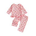 Long Sleeve Cherry Collar Toddler Set Sets The Trendy Toddlers Pink 9-12 M 