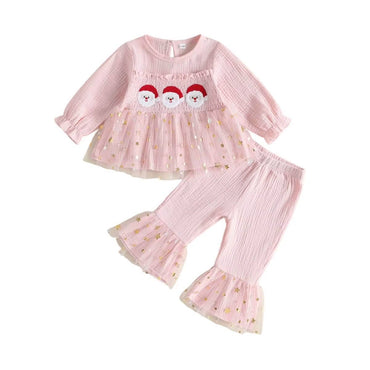 Long Sleeve Christmas Tulle Toddler Set Sets The Trendy Toddlers Pink 9-12 M 
