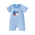 Short Sleeve Striped Popsicle Baby Romper Rompers The Trendy Toddlers Blue 0-3 M 