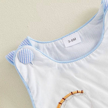 Sleeveless Striped Fishing Baby Romper
