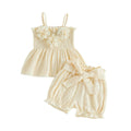 Sleeveless Floral Smocked Toddler Set Beige 12-18 M