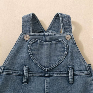 Sleeveless Denim Heart Baby Romper