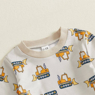 Long Sleeve Excavator Pants Baby Set