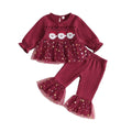 Long Sleeve Christmas Tulle Toddler Set Sets The Trendy Toddlers Red 9-12 M 