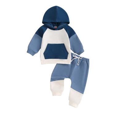 Long Sleeve Hooded Baby Set Blue 3-6 M 