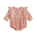 Long Sleeve Vintage Floral Baby Romper Pink 0-3 M