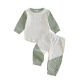 Long Sleeve Color Block Waffle Toddler Set Green 3-6 M
