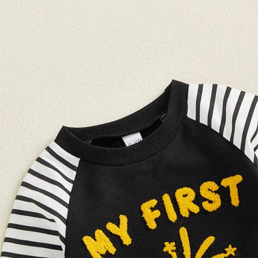 My First New Year Striped Baby Jumpsuit