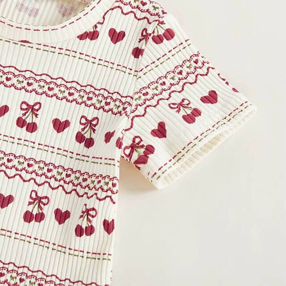 Short Sleeve Cherry Love Baby Set